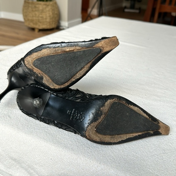 Arte made in Italy cut out leather design black stiletto pumps SZ 37 - Picture 4 of 11